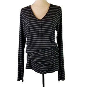 Long Tall Sally Jersey Knit Tunic Mini Dress Black Gray Stripe Size M